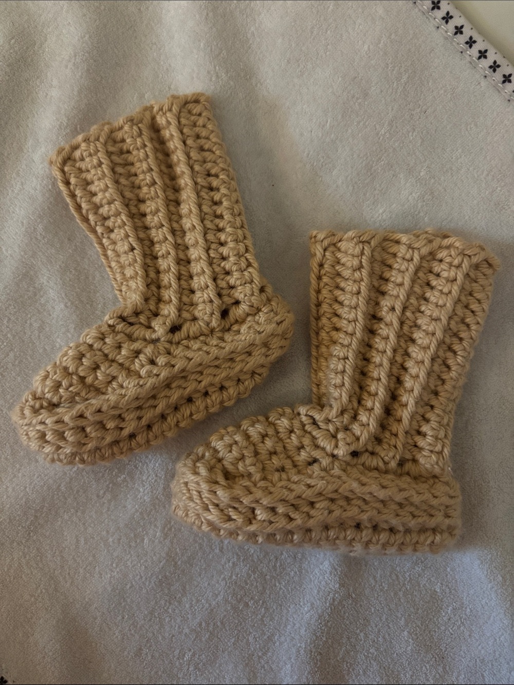 Handmade Beige Crochet Baby Booties - Kids Accessories